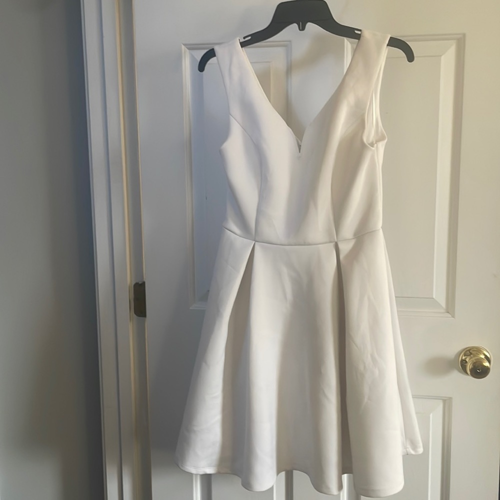 White A-line Scuba Dress